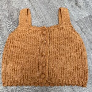 Weekend XS Burnt Orange Rust Cropped Sweater Crochet Vest NWOT